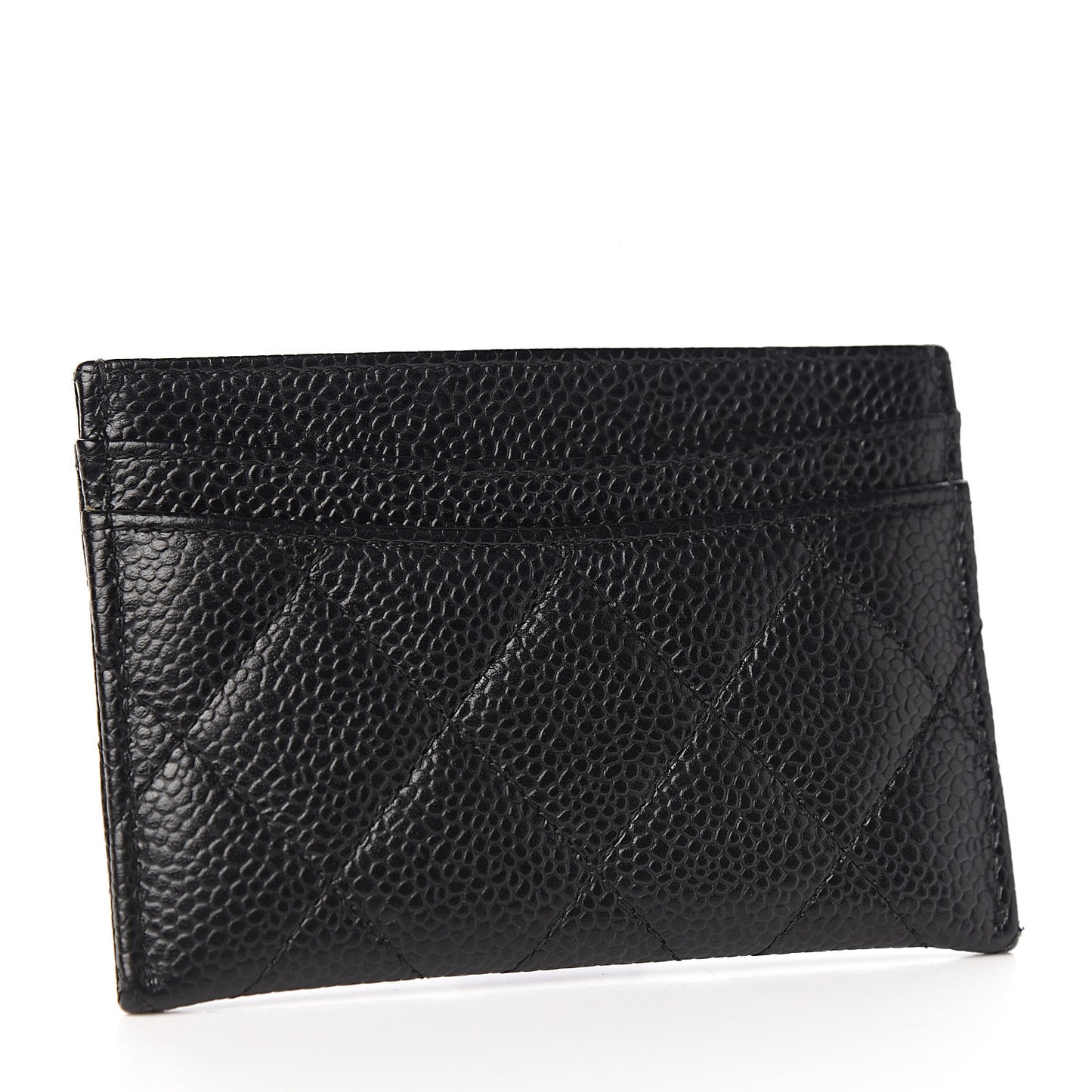 Caviar Quilted Card Holder Black