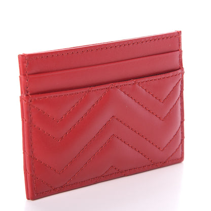 Gucci Calfskin Matelasse GG Marmont Card Holder Hibiscus Red 2 of 5