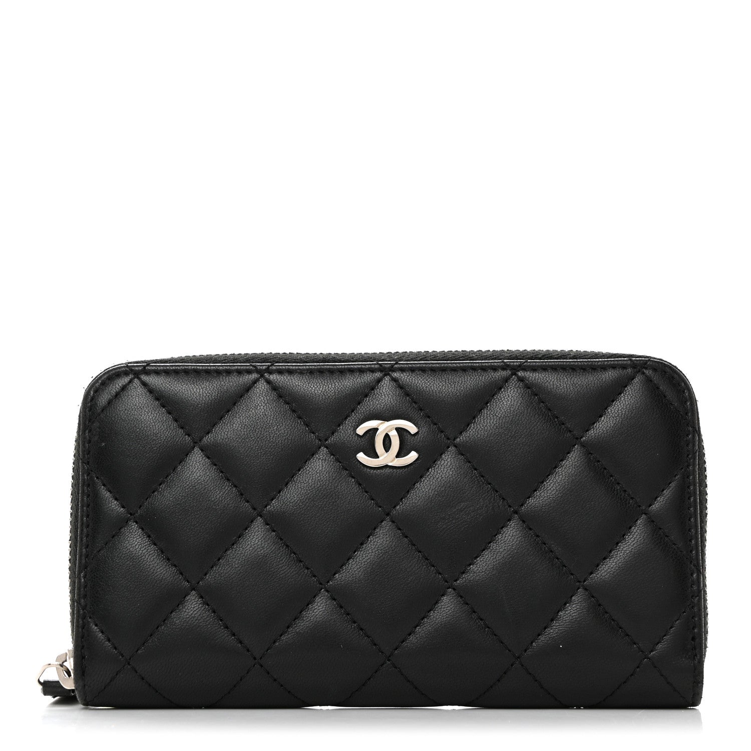 Chanel Lambskin Quilted Medium Zip Around Wallet Black 1 of 11