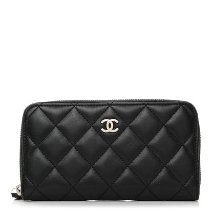 Chanel Lambskin Quilted Medium Zip Around Wallet Black 1 of 11