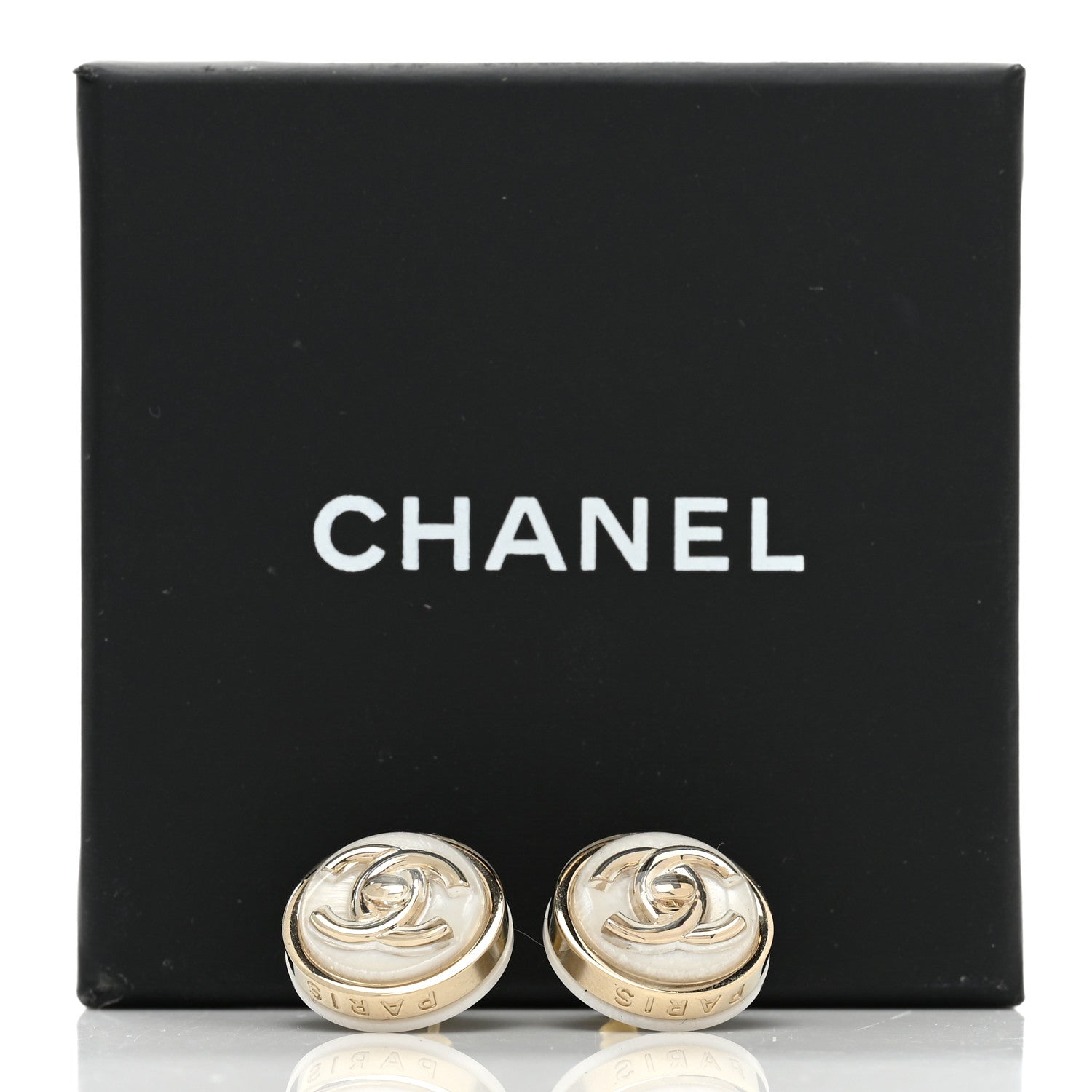 Chanel Resin CC Turnlock Earrings White Gold 5 of 5