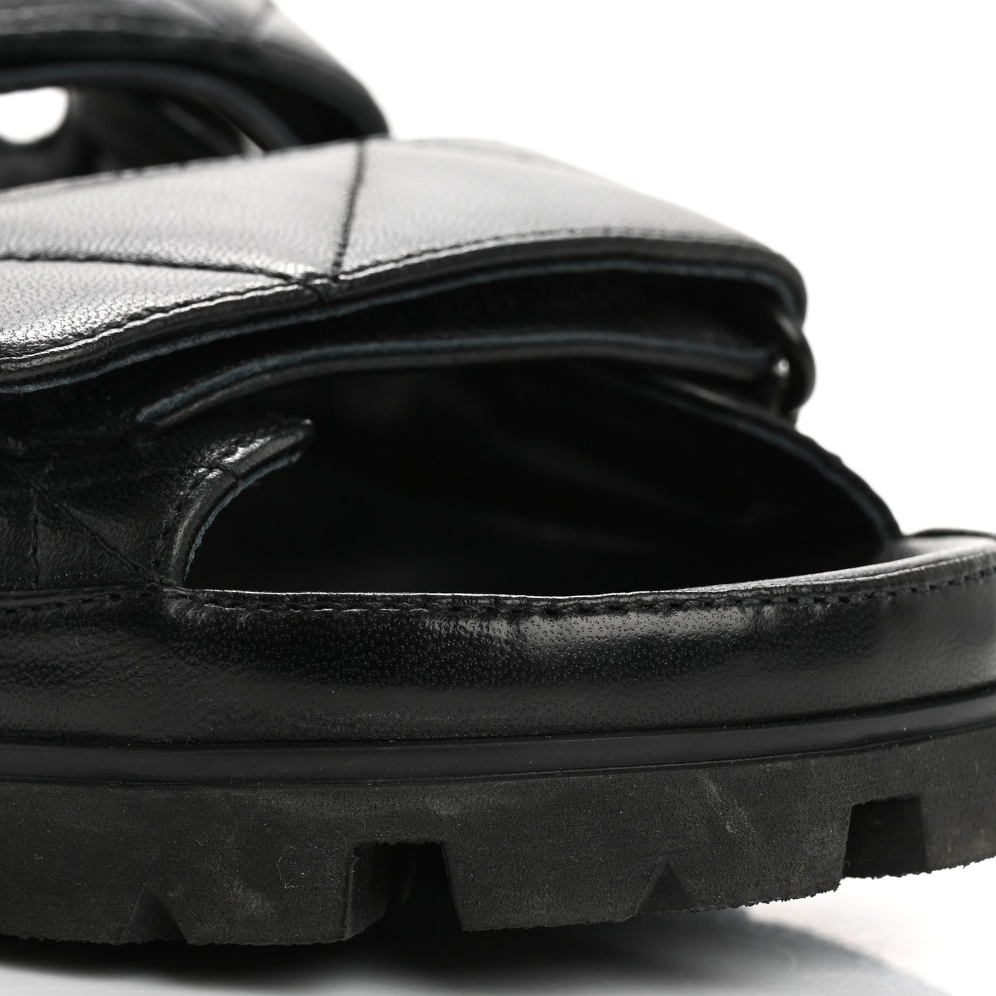 Nappa Quilted Padded Slingback Sandals 37.5 Black