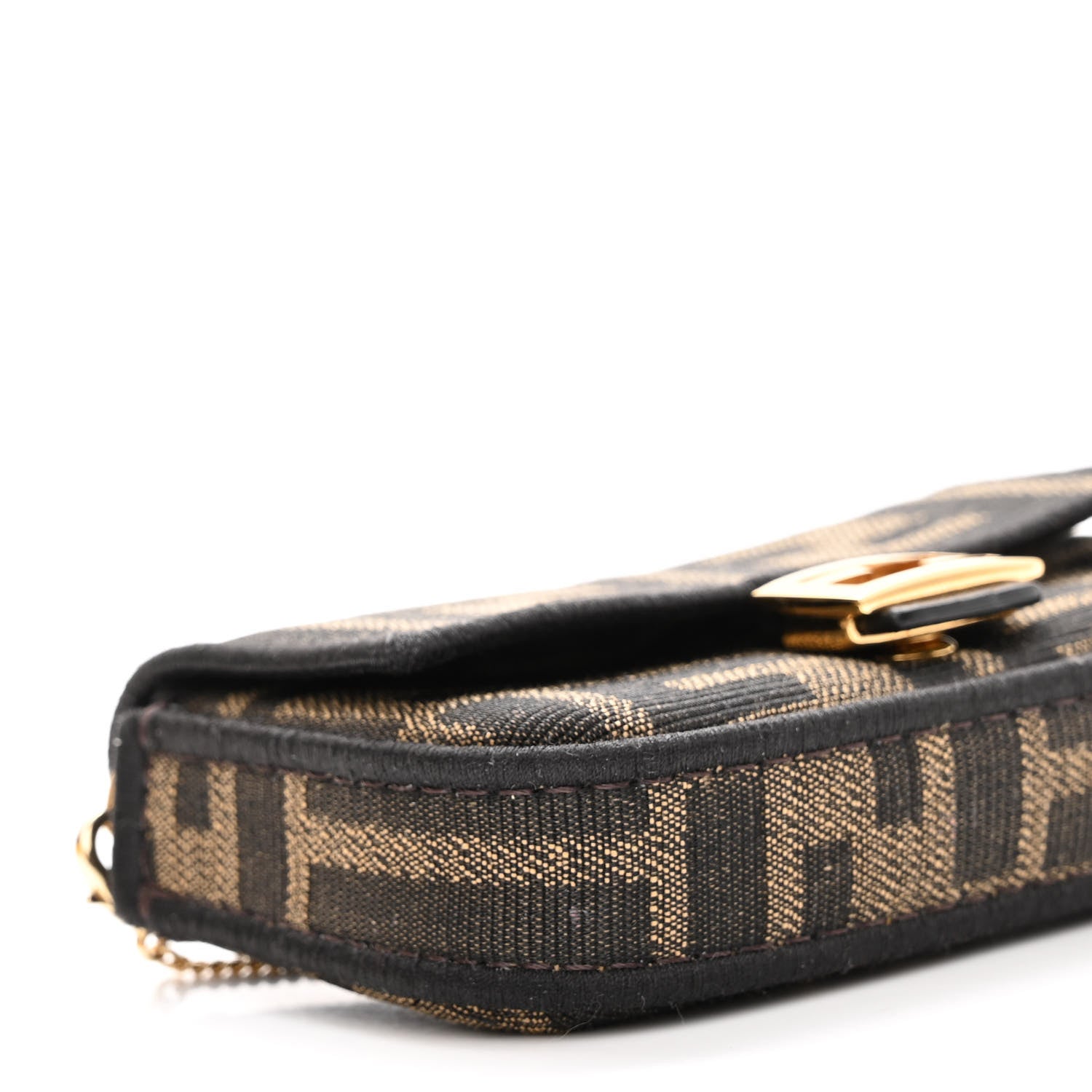 Fendi Fabric Jacquard FF 1974 Nano Baguette Charm Tobacco Moro Black 8 of 10