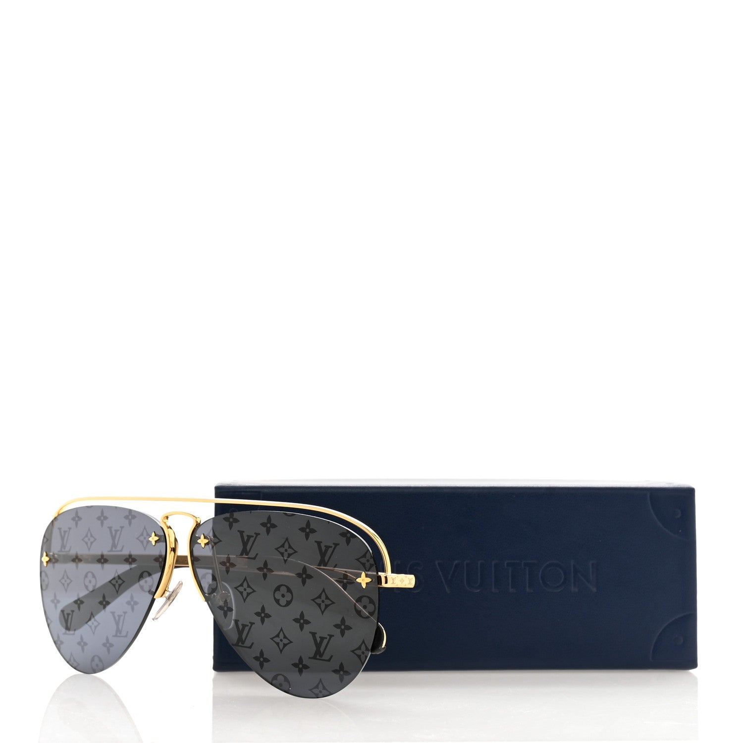 Louis Vuitton Metal Monogram Grease Sunglasses Z1172E Gold 9 of 9