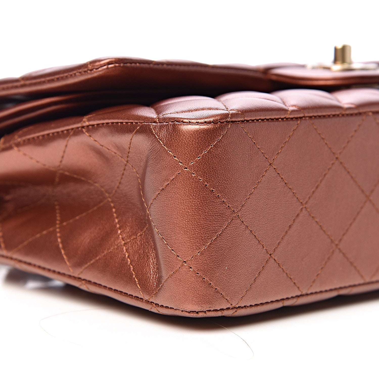 Chanel Metallic Lambskin Quilted Medium Double Flap Bronze 11 of 12