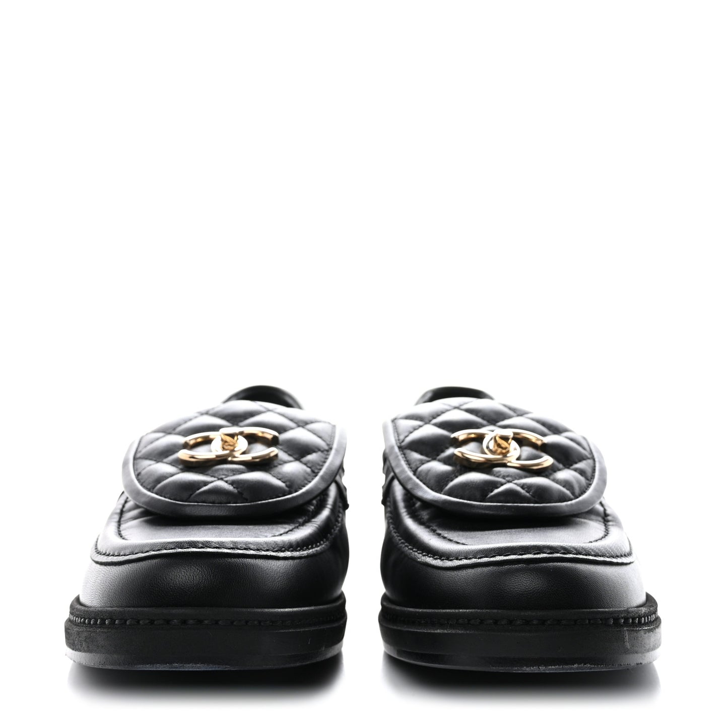 Lambskin Quilted CC Turnlock Loafers 39 Black