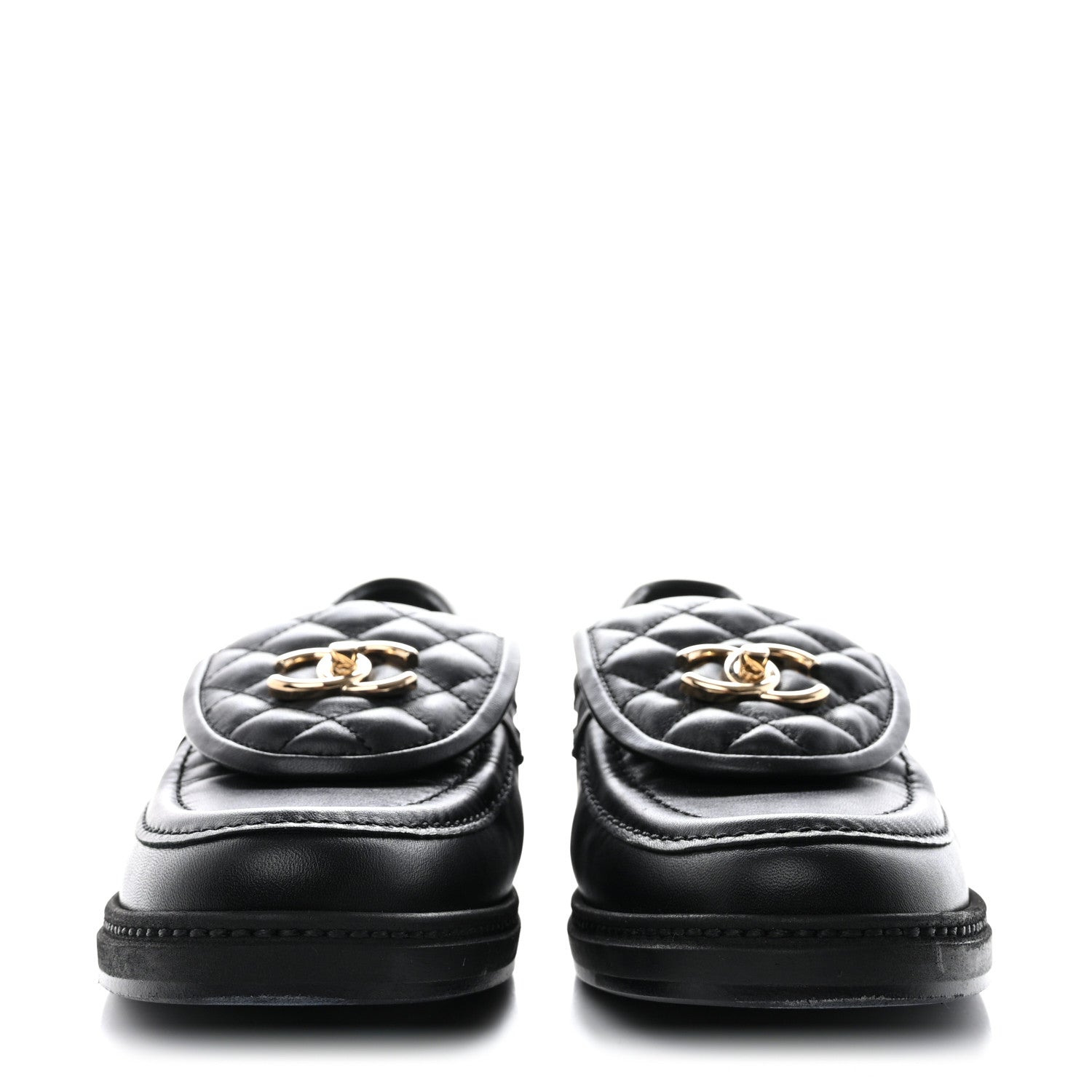 Chanel Lambskin Quilted CC Turnlock Loafers 39 Black 2 of 9