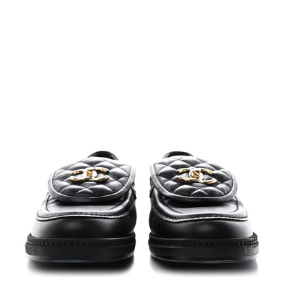 Chanel Lambskin Quilted CC Turnlock Loafers 39 Black 2 of 9