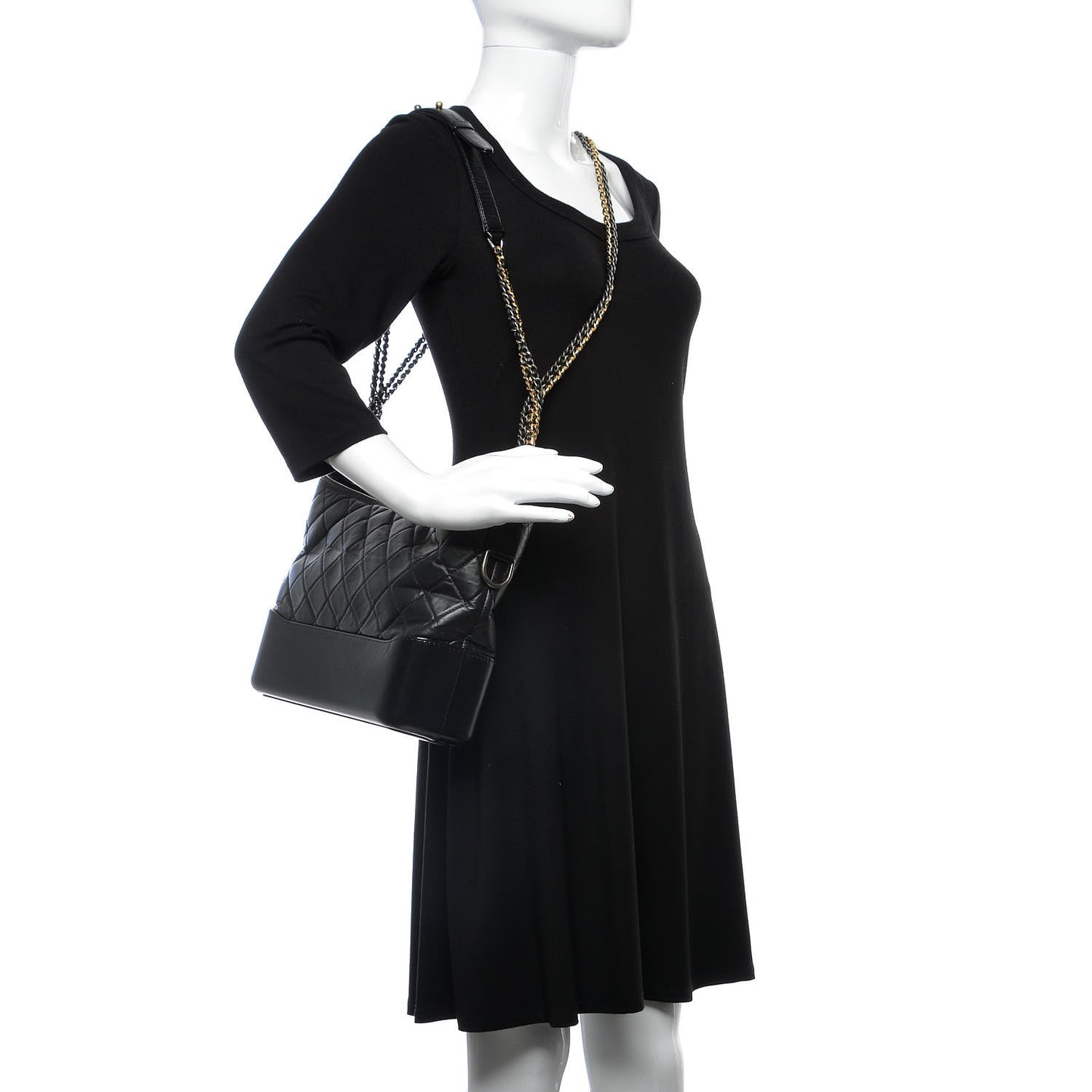 Aged Calfskin Quilted Medium Gabrielle Hobo Black