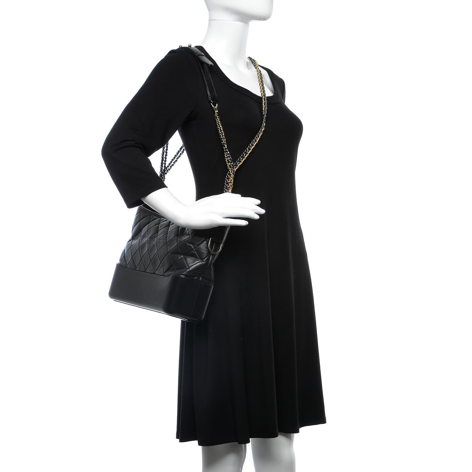 Chanel Aged Calfskin Quilted Medium Gabrielle Hobo Black 3 of 11