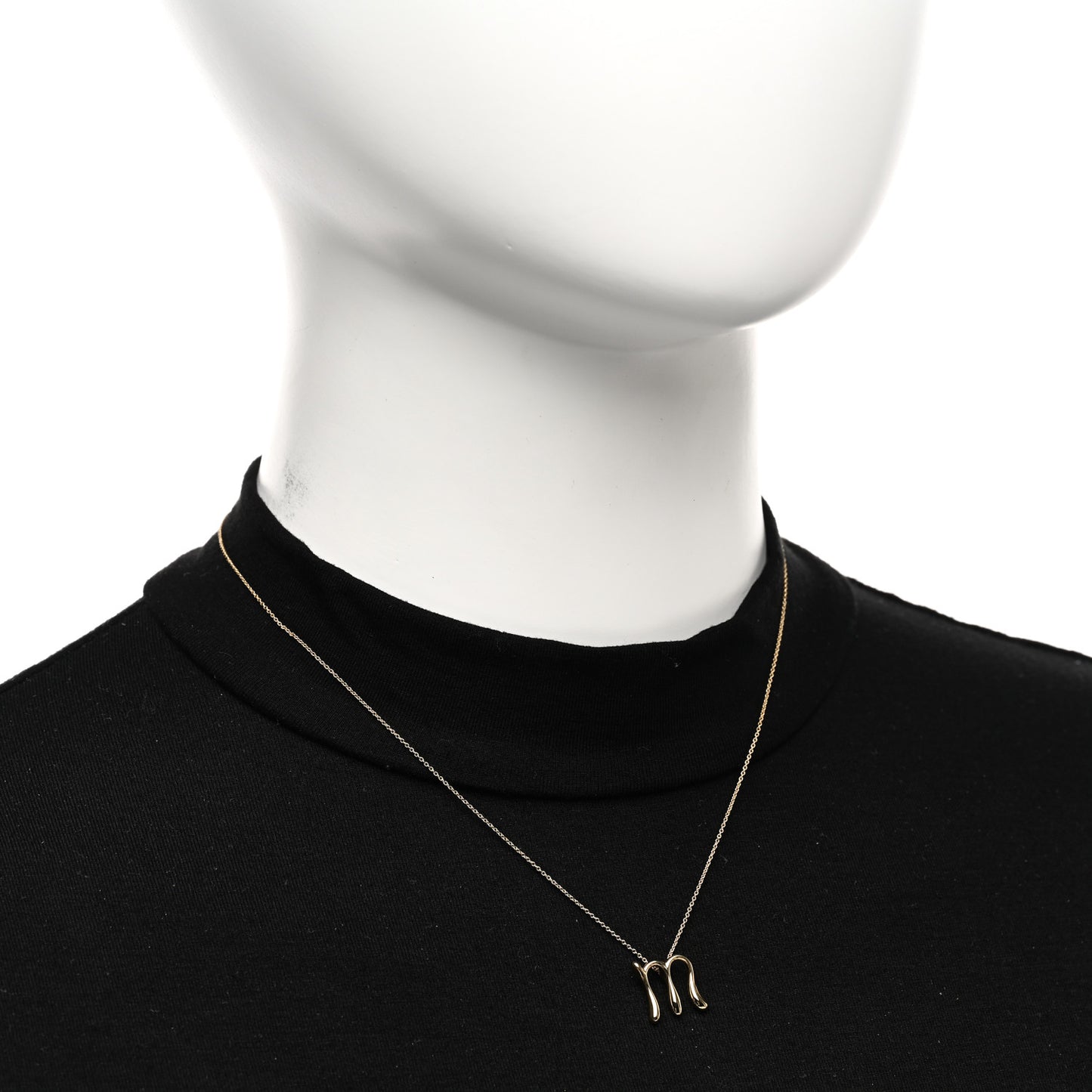 18K Yellow Gold Elsa Peretti Letter M Pendant Necklace