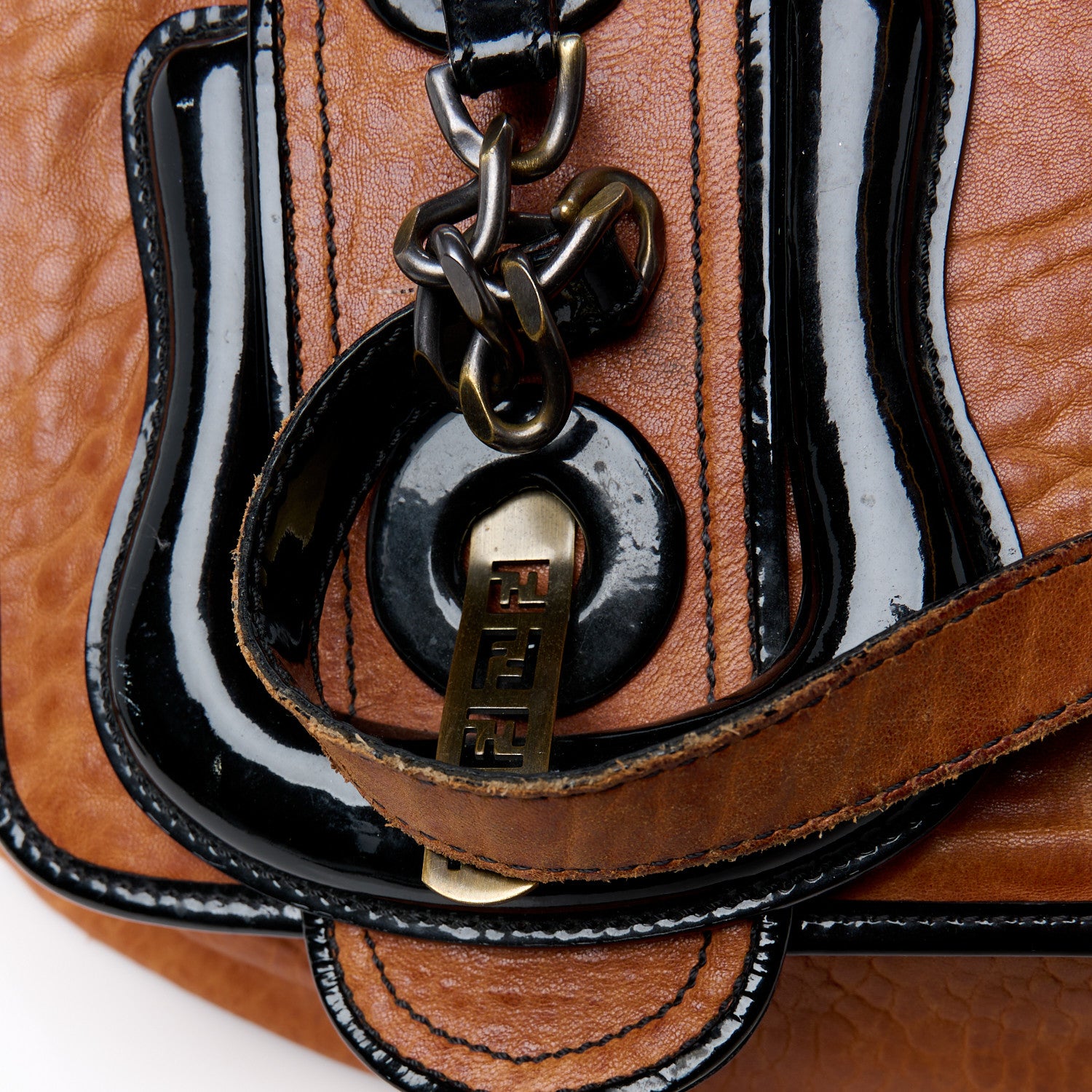 Fendi Nappa Patent Large B Bag Osso Black 14 of 14
