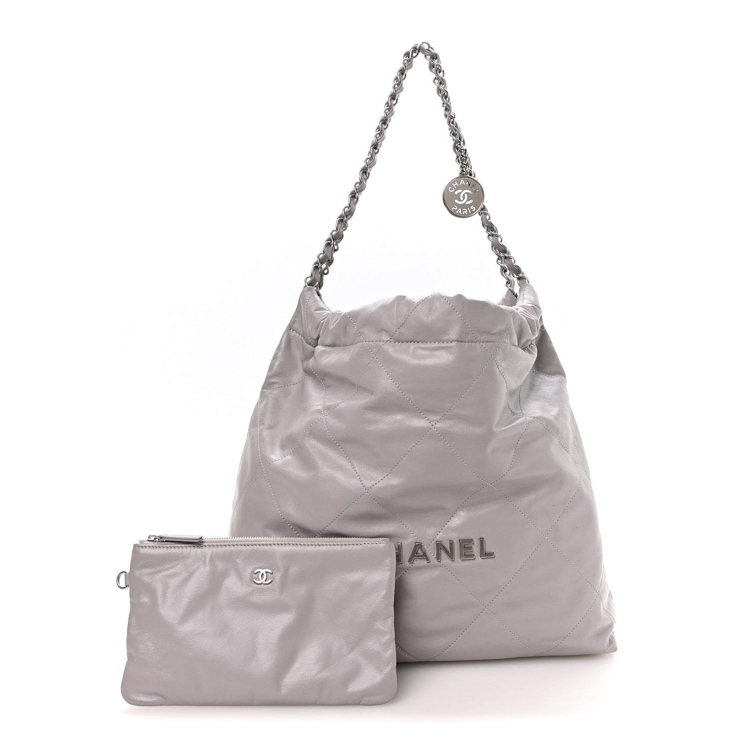Chanel Shiny Calfskin Quilted Chanel 22 Grey 3 of 11