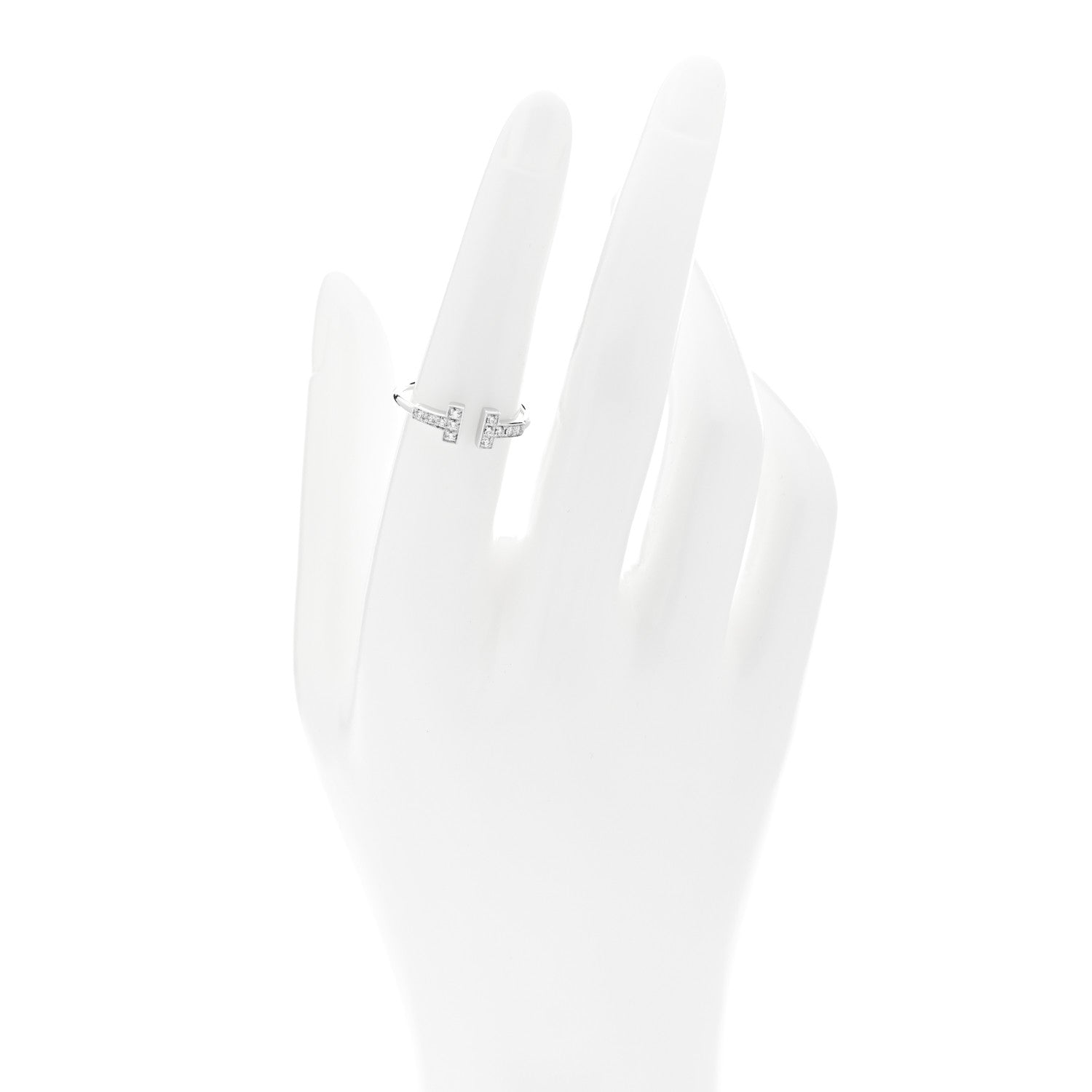 Tiffany 18K White Gold Diamond T Wire Ring 53 6.5 2 of 4