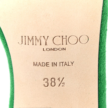 Jimmy Choo Suede Crystal Buckle Marsai 90 Sandals 38.5 Malachite 6 of 7
