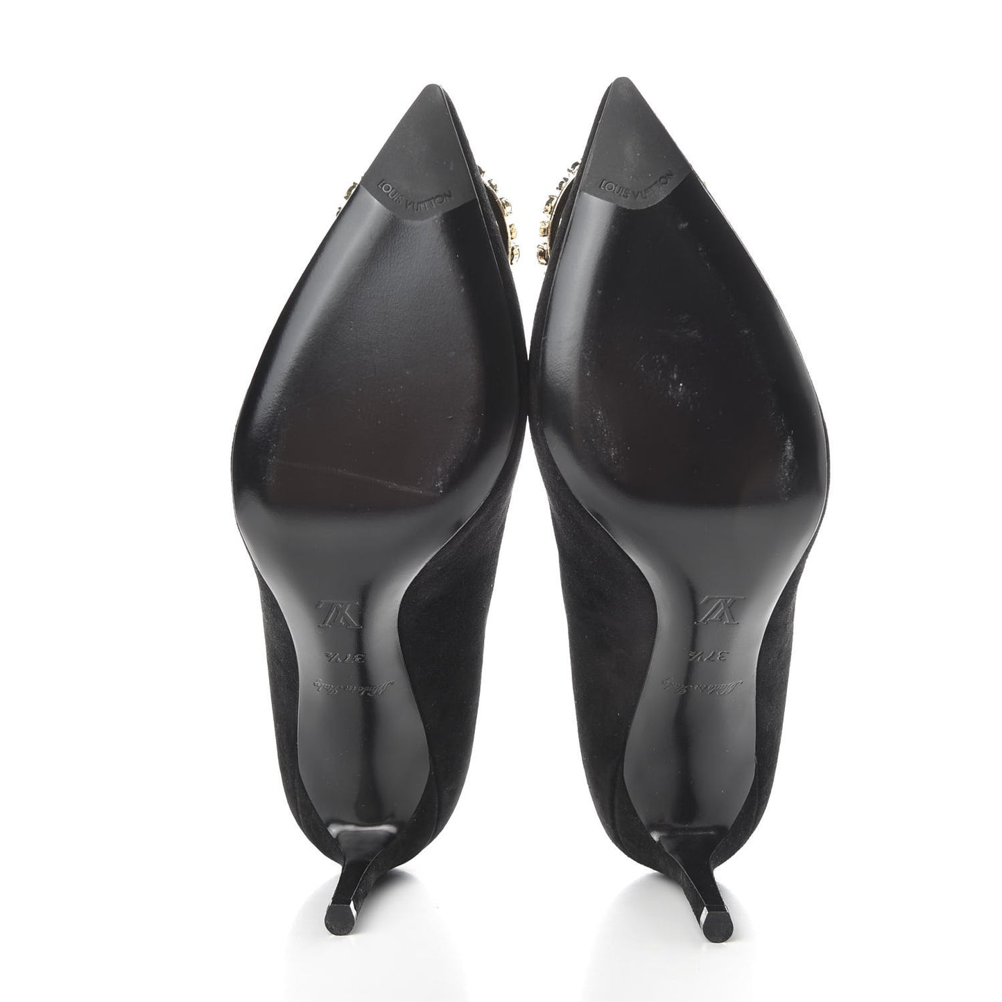 Suede Baby Goat Swarovski Crystal Madeleine Pumps 37.5 Black