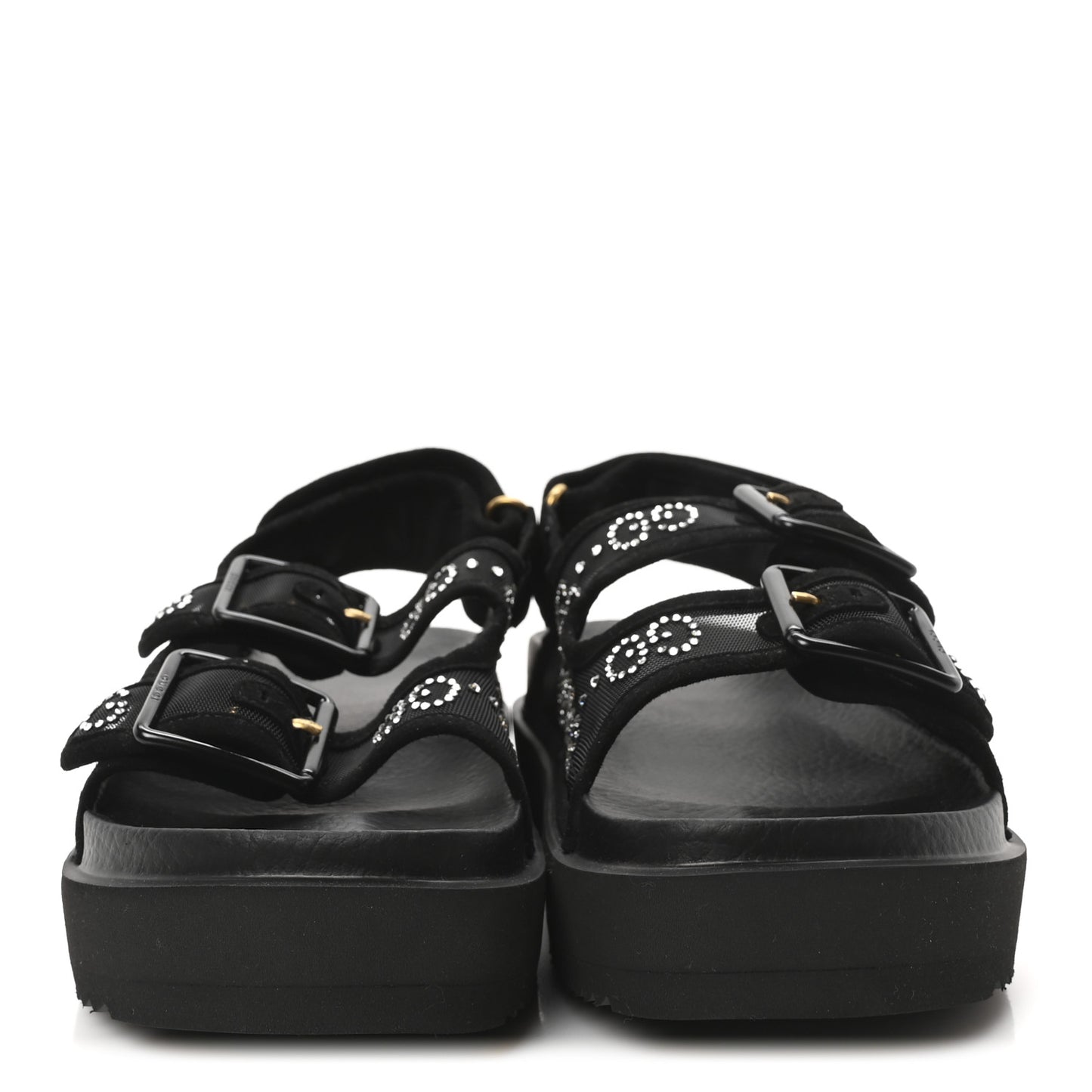 Tela Retino Kid Scamosciato Crystal GG Monogram Womens Dad Sandals 36 Black