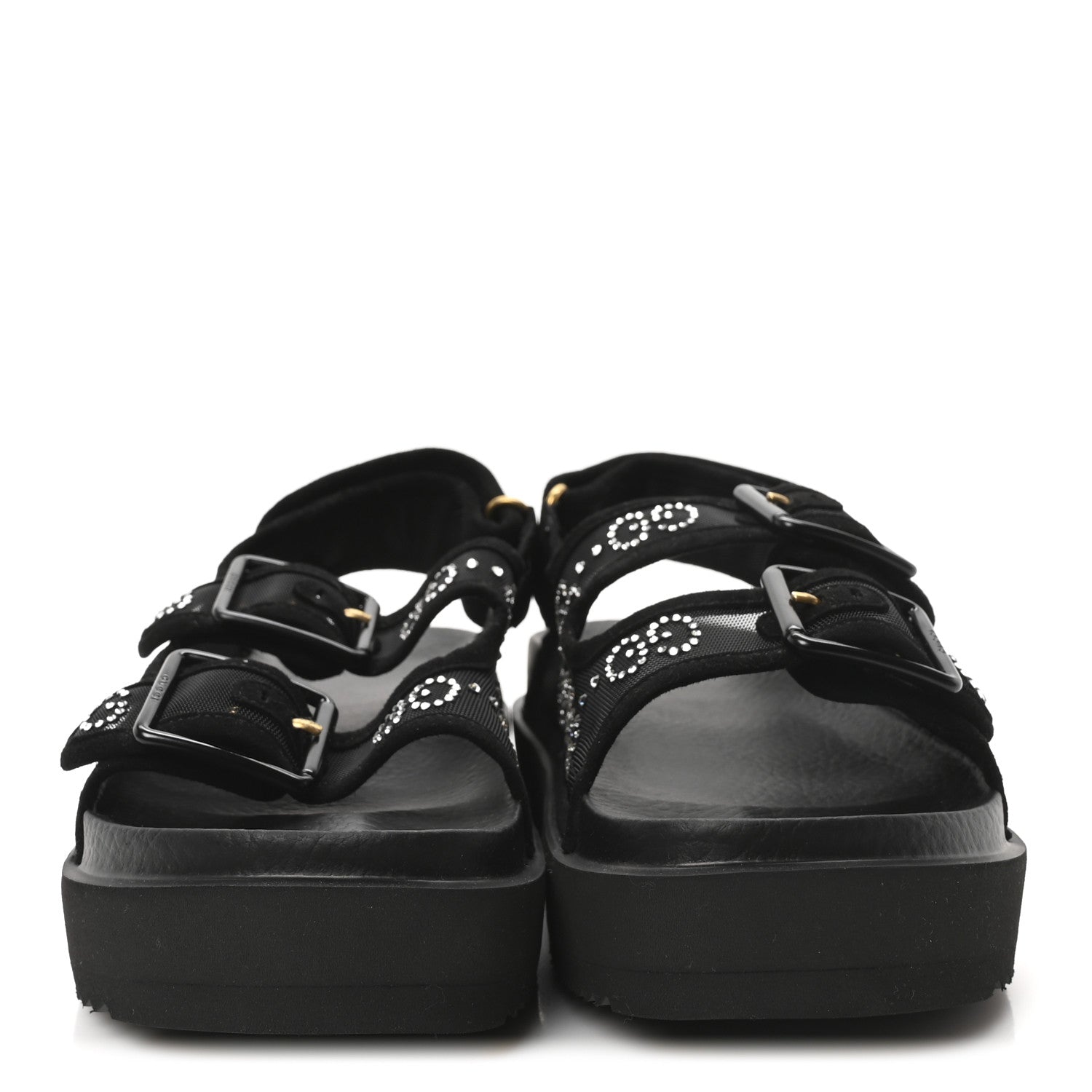 Gucci Tela Retino Kid Scamosciato Crystal GG Monogram Womens Dad Sandals 36 Black 3 of 8