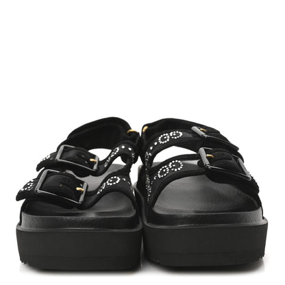 Gucci Tela Retino Kid Scamosciato Crystal GG Monogram Womens Dad Sandals 36 Black 3 of 8