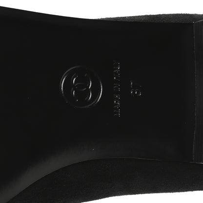 Chanel Suede Patent Cap Toe Camellia Ballerina Flats 37 Black White 7 of 8