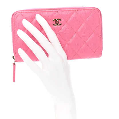 Chanel Caviar Quilted Medium Zip Around Wallet Pink 2 of 9