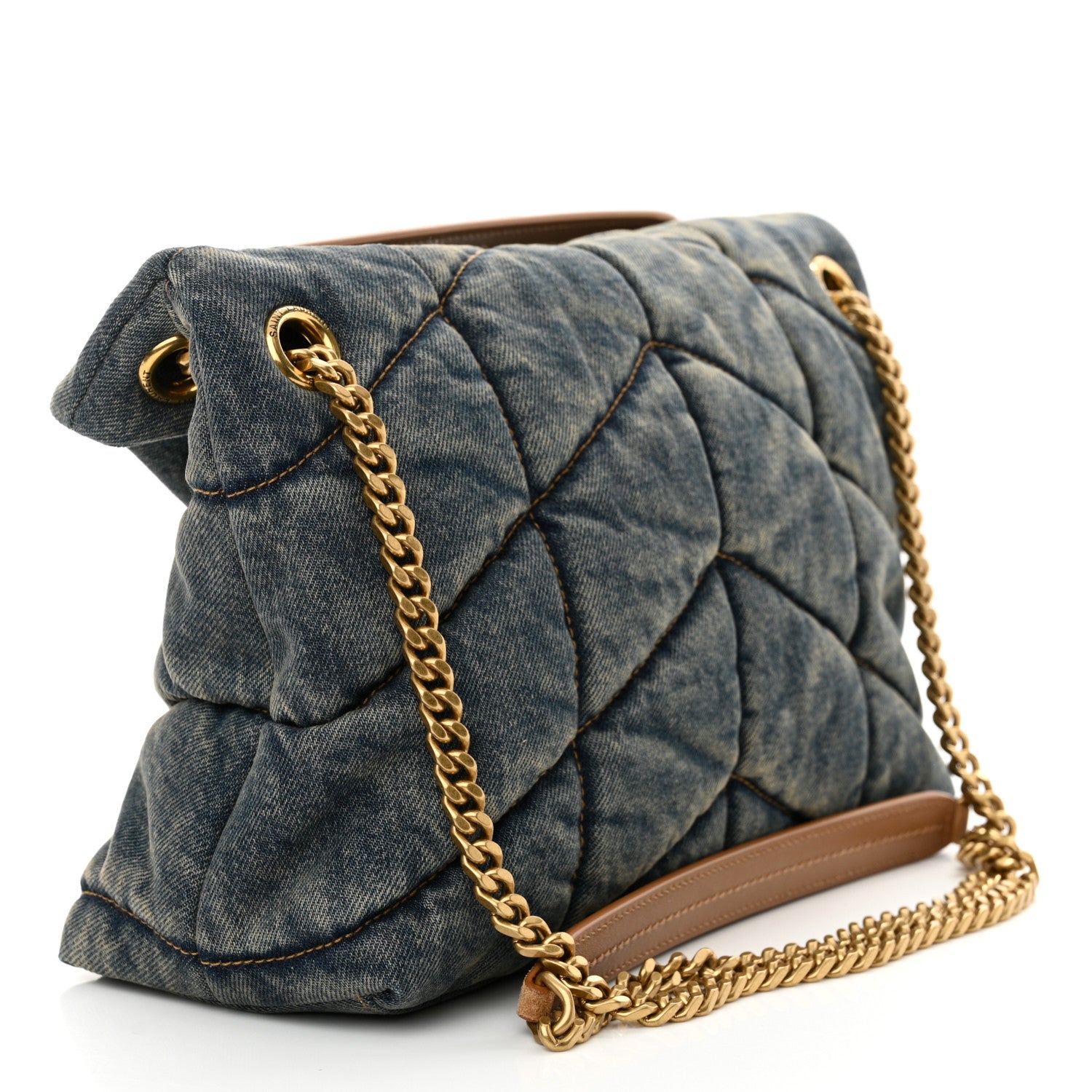 Givenchy Denim Quilted Small Loulou Puffer Monogram Chain Satchel Rodeo Blue 3 of 10