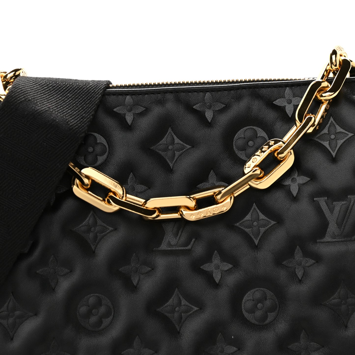 Lambskin Embossed Monogram Coussin PM Black