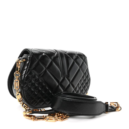 Versace Calfskin Quilted Greca Goddess Shoulder Bag Black 2 of 8