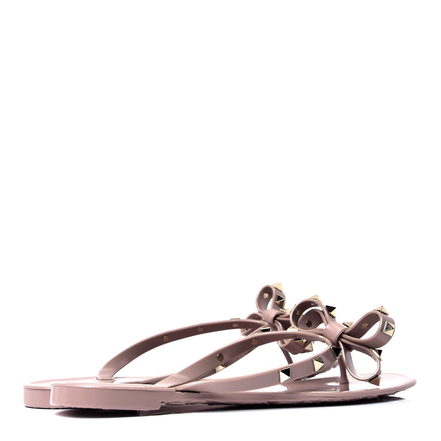 Valentino Garavani PVC Jelly Rockstud Bow Thong Sandals 38 Poudre 6 of 12