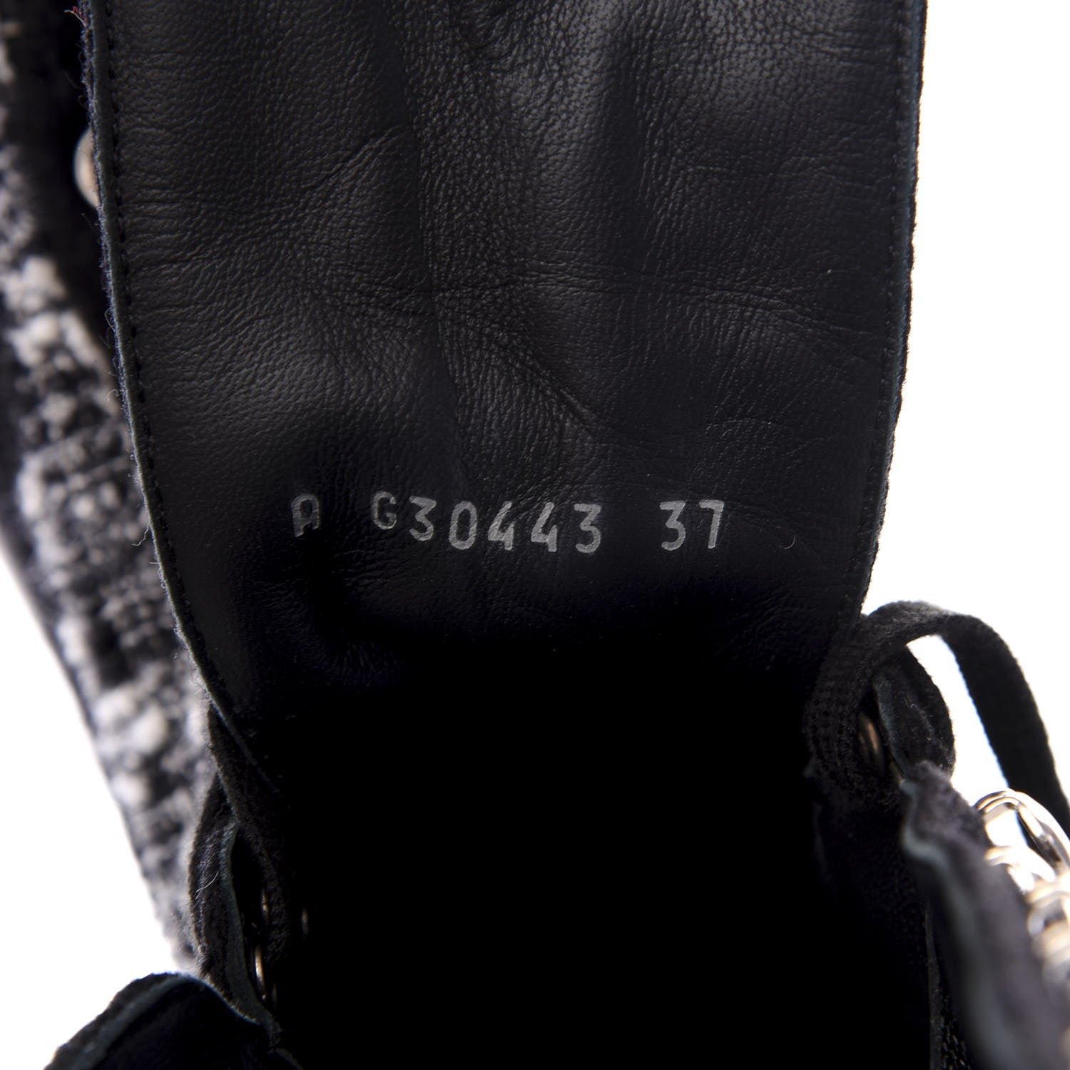 Chanel Tweed Suede Calfskin Sneaker High Boots 37 Black White 8 of 9
