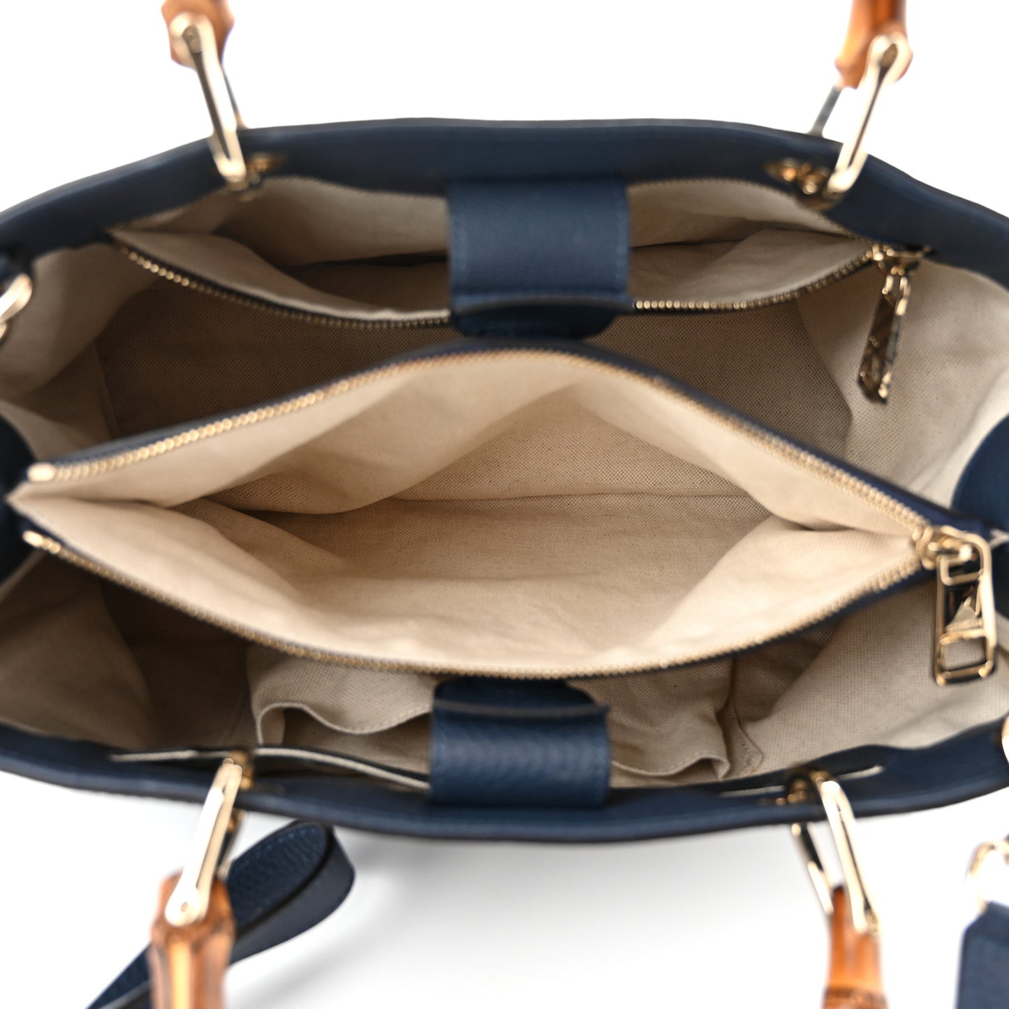 Pebbled Calfskin Medium Bamboo Shopper Tote Navy