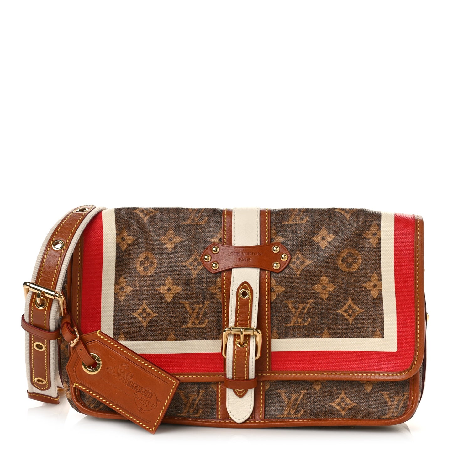Monogram Rayures Tisse Clutch Red