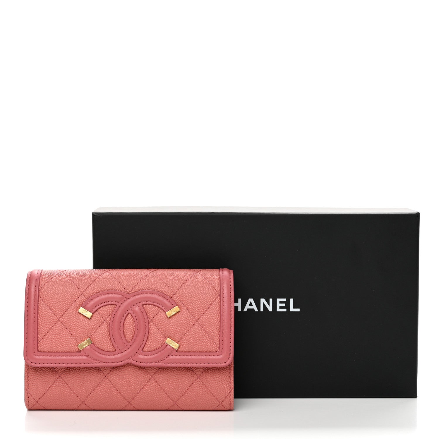 Chanel Caviar Quilted Medium Filigree Flap Wallet Pink 9 of 9