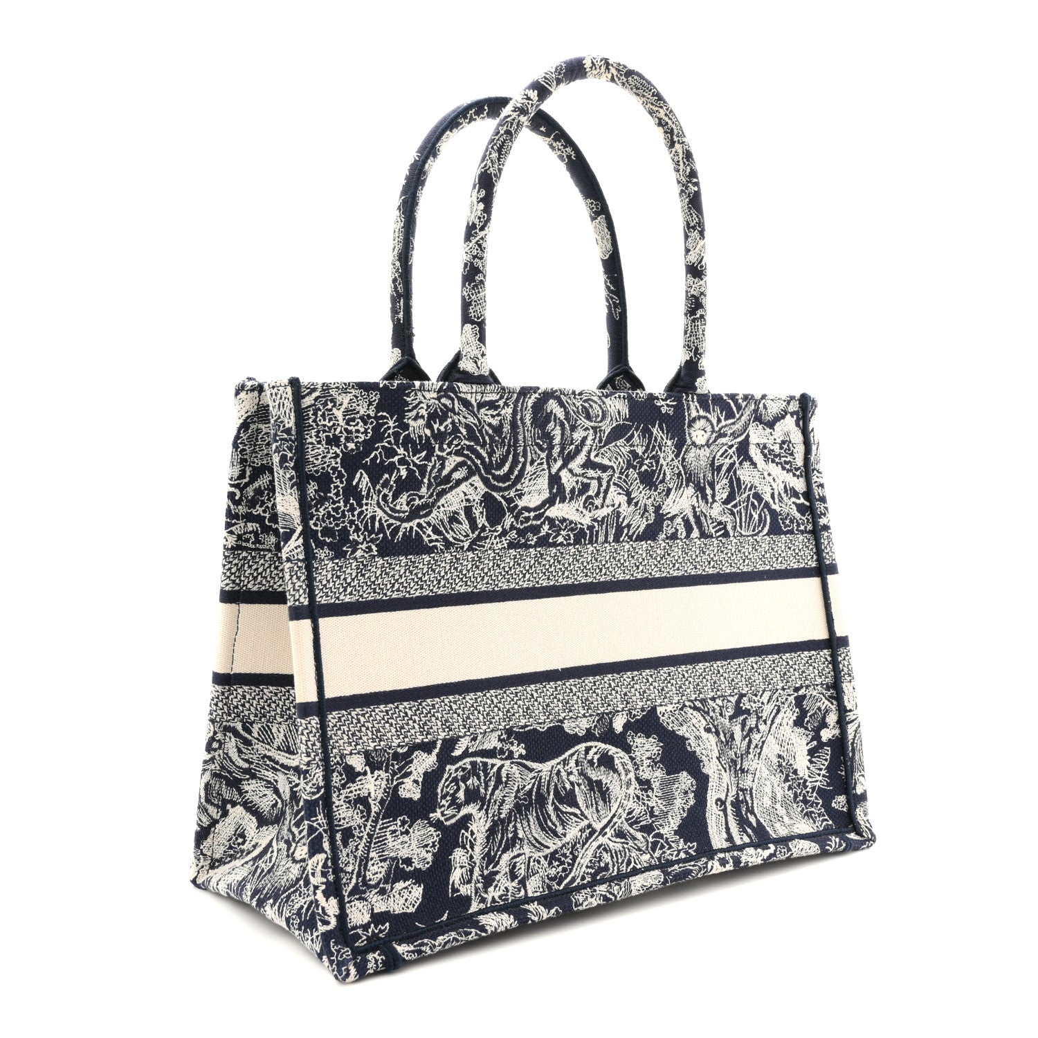 Christian Dior Canvas Embroidered Medium Dioriviera Toile De Jouy Book Tote Blue 4 of 19