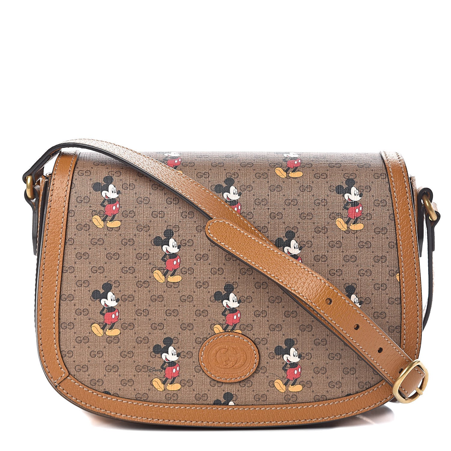 Gucci X DISNEY Mini Vintage GG Supreme Monogram Mickey Mouse Small Flap Messenger Bag Beige Vintage Sun Oil 1 of 11