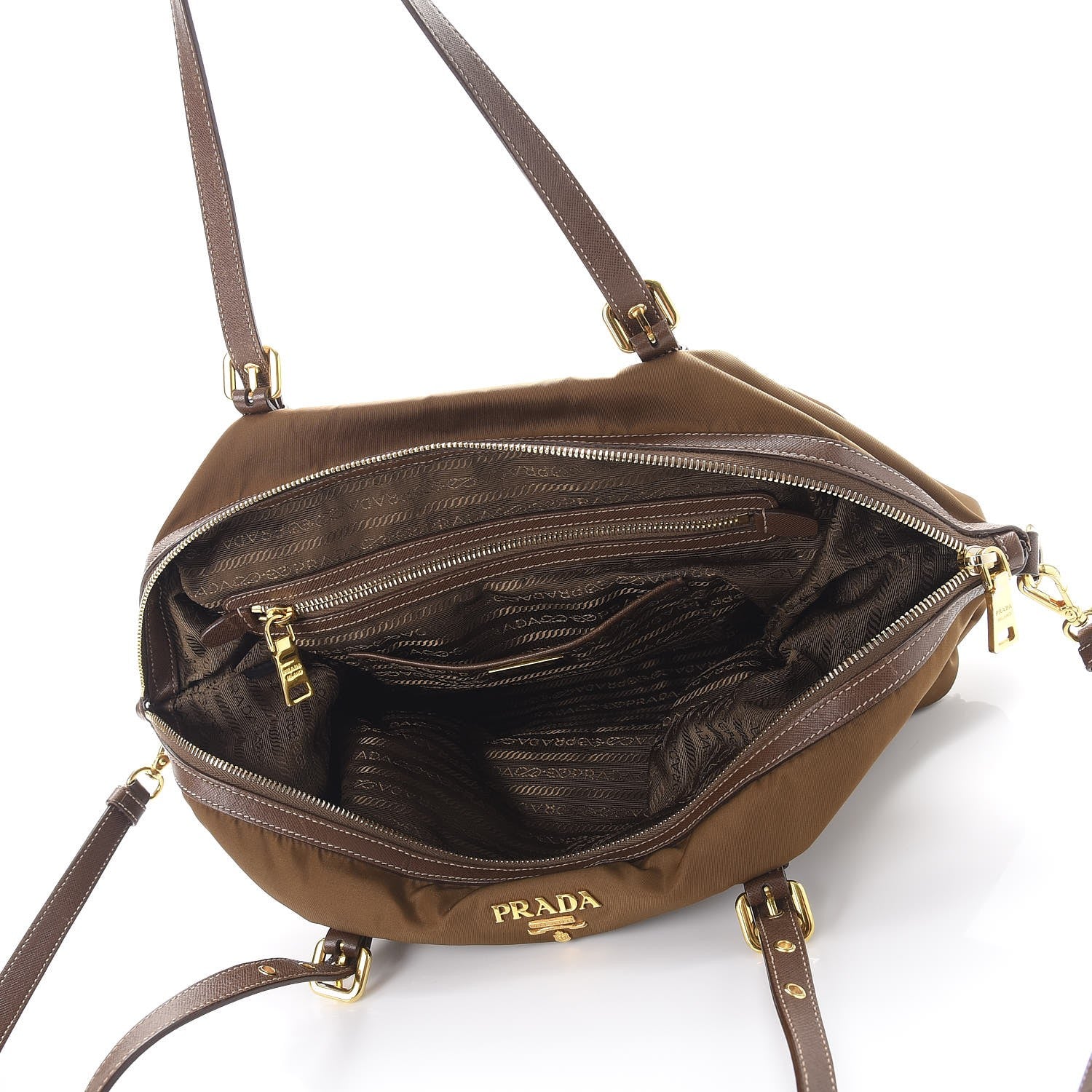 Prada Tessuto Nylon Saffiano Tote Corinto 5 of 19
