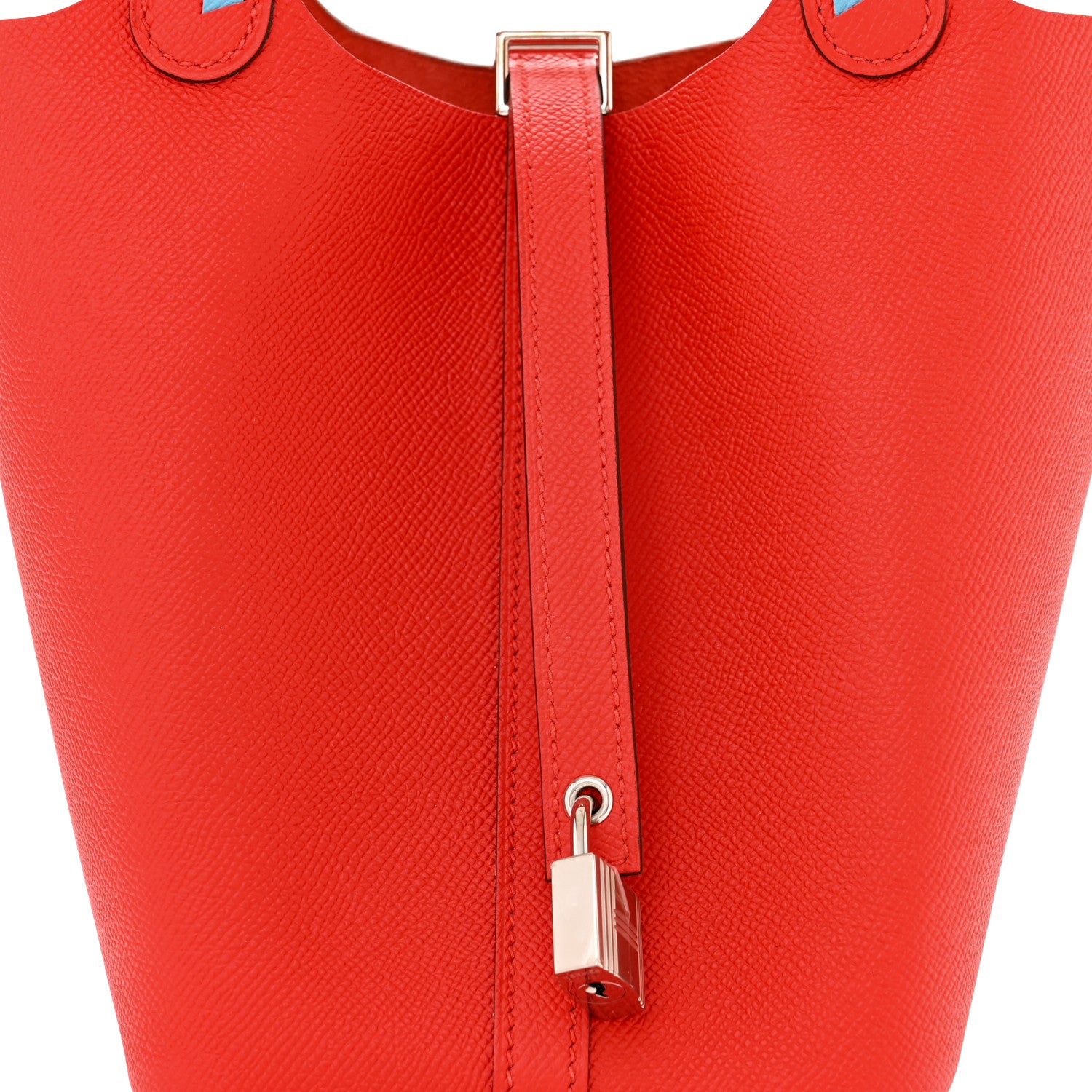 Hermes Epsom Tressage De Cuir Picotin Lock 18 PM Rouge Coeur Bleu du Nord Rouge H 8 of 11