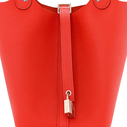 Hermes Epsom Tressage De Cuir Picotin Lock 18 PM Rouge Coeur Bleu du Nord Rouge H 8 of 11