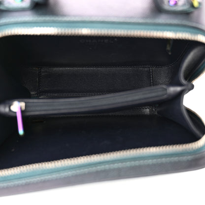 Chanel Iridescent Caviar Quilted Medium CC Filigree Vanity Case Dark Turquoise 5 of 10