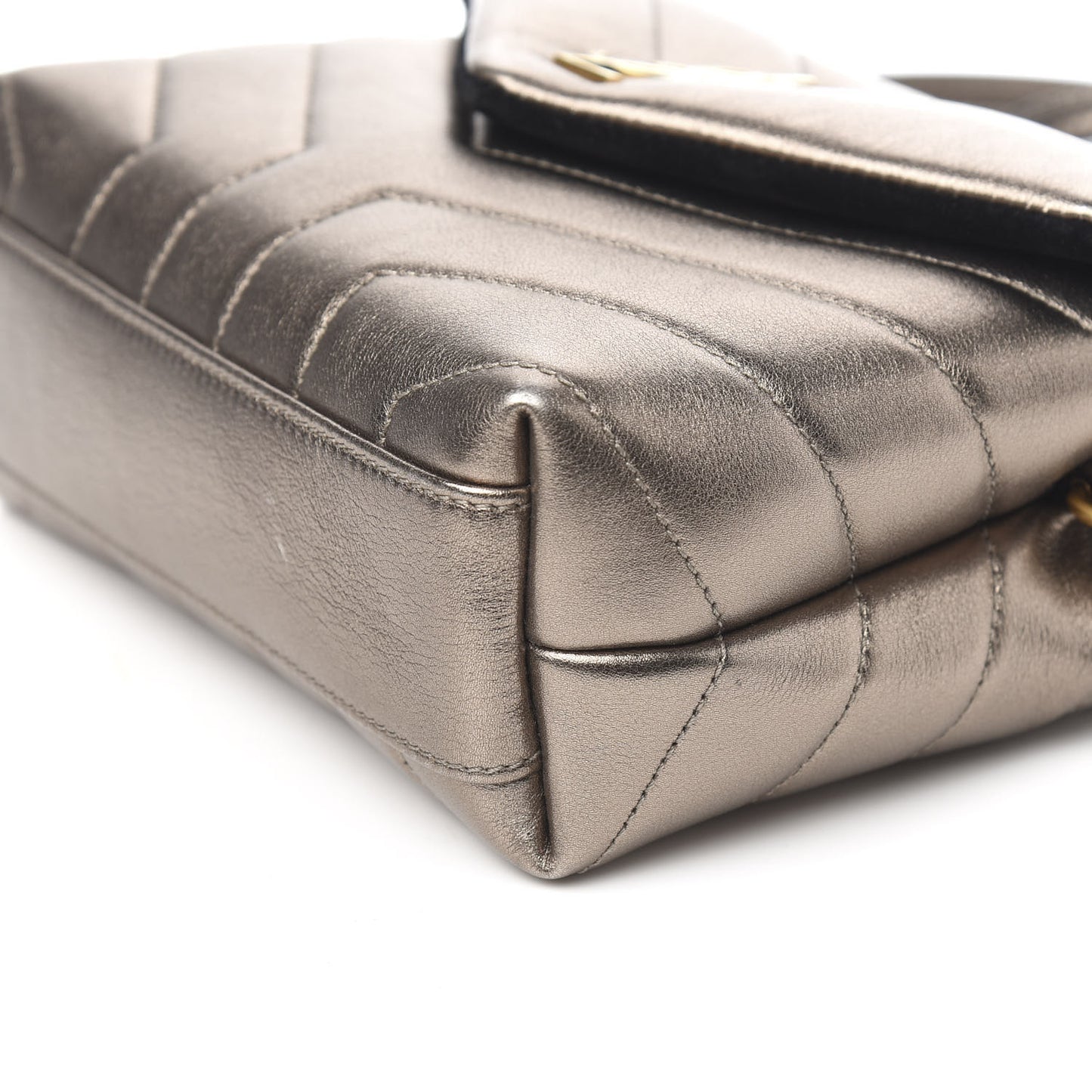 Metallic Calfskin Y Quilted Monogram Toy Loulou Crossbody Bag Piombo