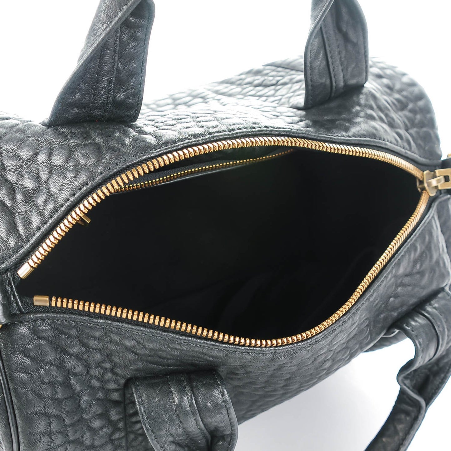 Pebbled Lambskin Rocco Black Antique Brass Hardware