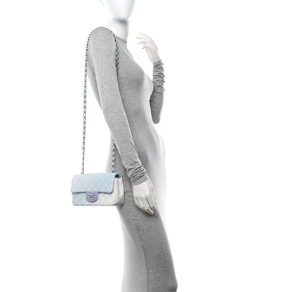 Chanel Perforated Lambskin Quilted Mini Rectangular Flap Light Blue Light Purple White 2 of 11