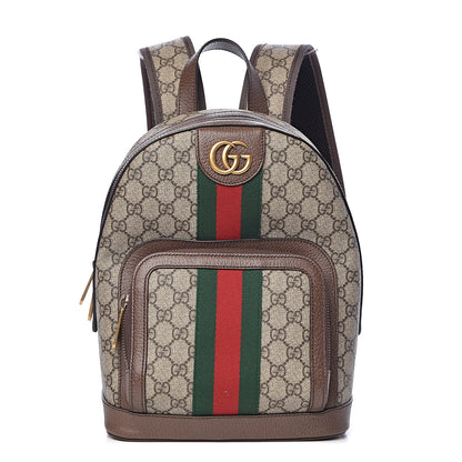 Gucci GG Supreme Monogram Calfskin Web Small Ophidia Day Backpack Beige Ebony New Acero 1 of 10
