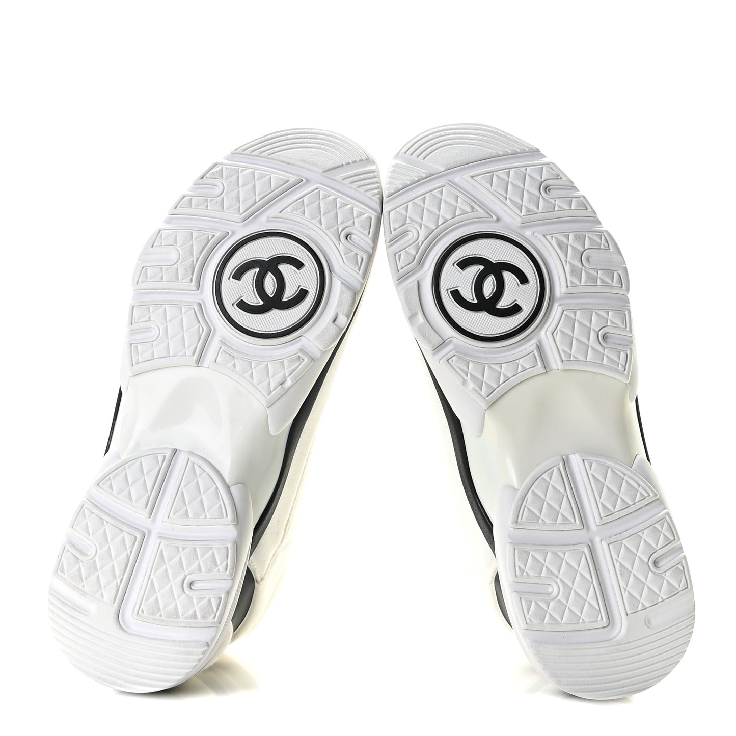 Nylon Suede Calfskin Womens CC Sneakers 38 White Black