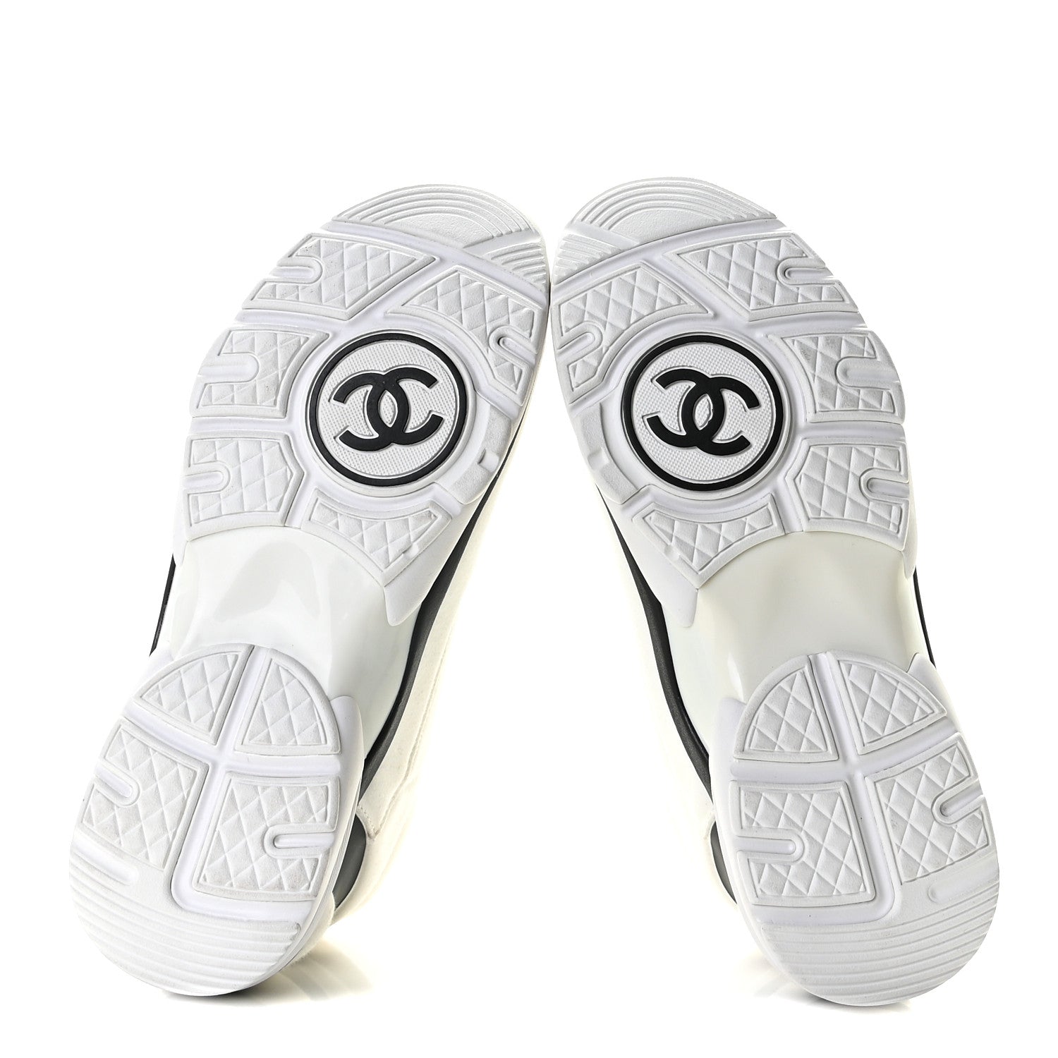 Chanel Nylon Suede Calfskin Womens CC Sneakers 38 White Black 6 of 8