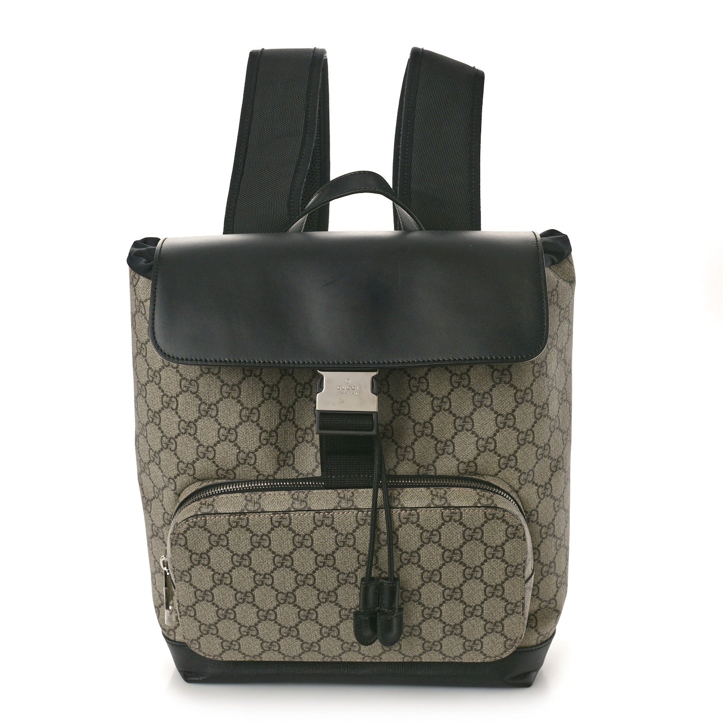 GG Supreme Monogram Single Buckle Backpack Beige Black