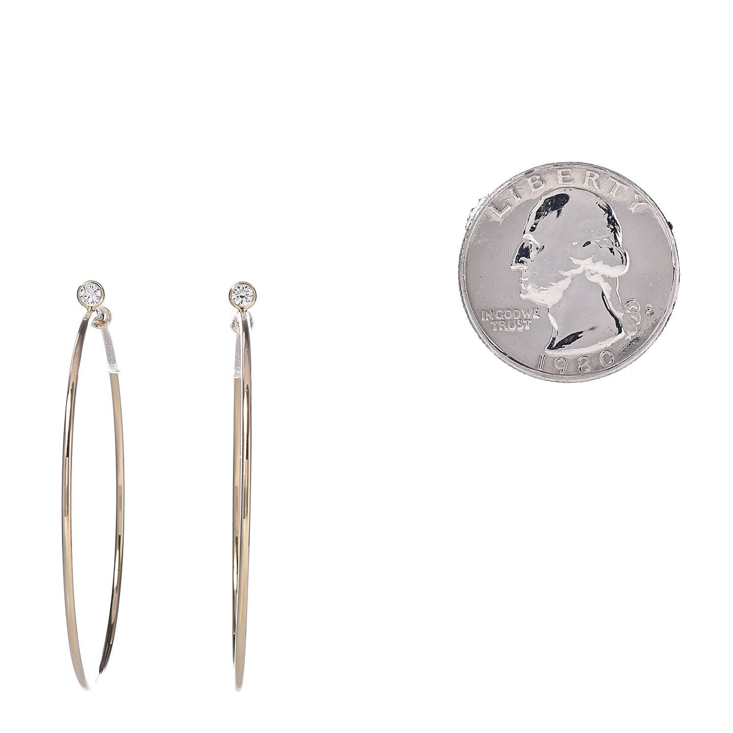 18K Yellow Gold Diamond Medium Elsa Peretti Hoop Earrings