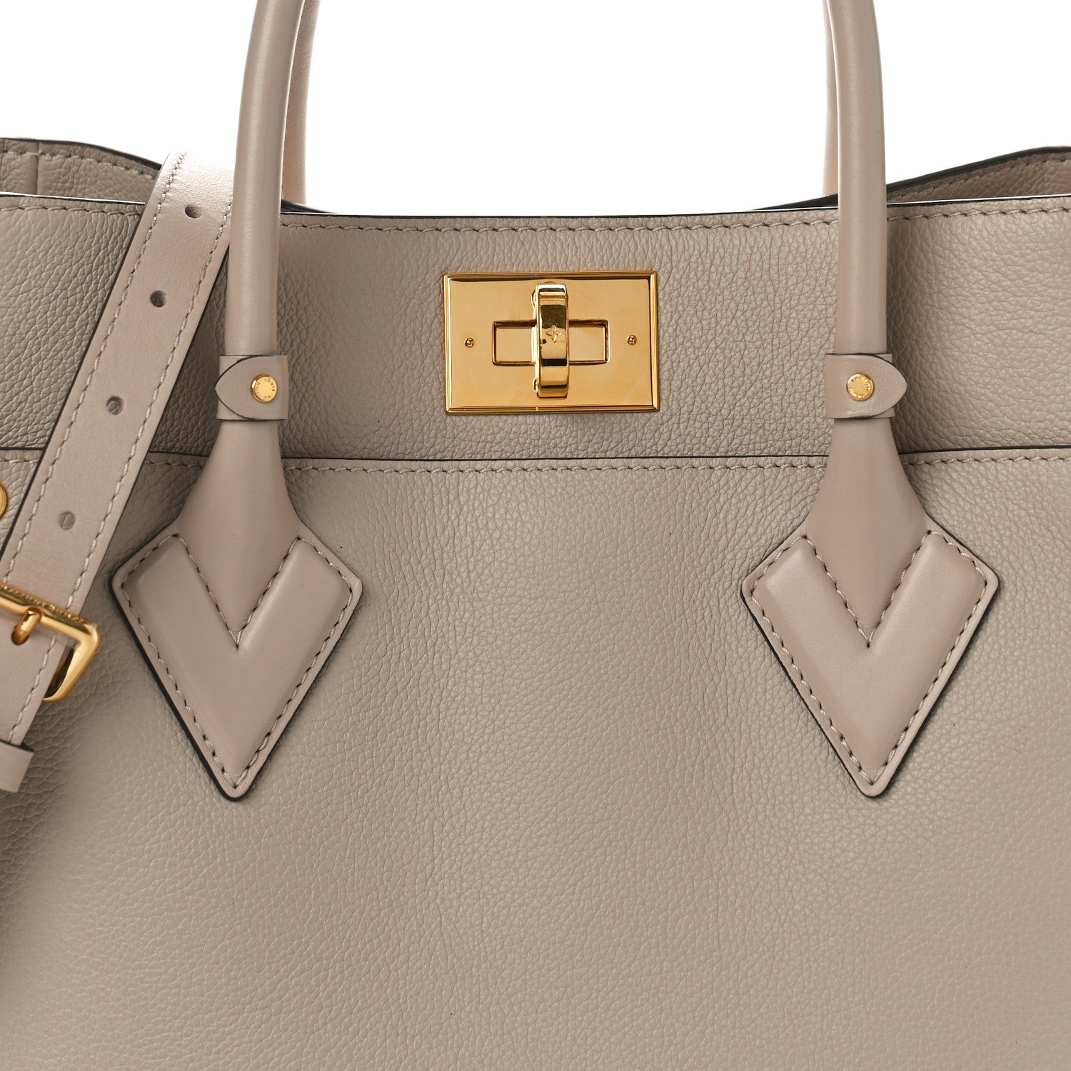 Louis Vuitton Calfskin Monogram On My Side MM Greige 7 of 9