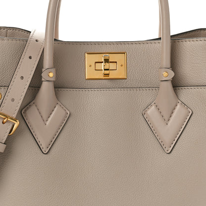 Louis Vuitton Calfskin Monogram On My Side MM Greige 7 of 9