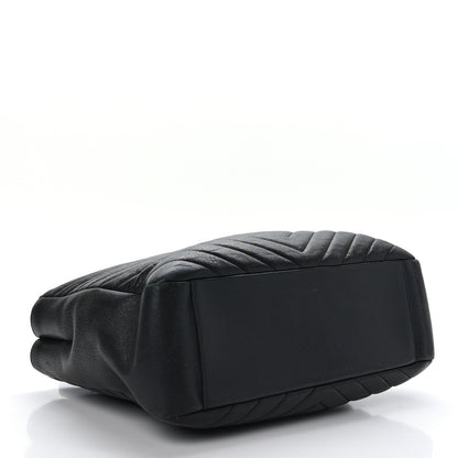 Saint Laurent Sheepskin Matelasse Chevron Large Monogram Shopping Bag Black 4 of 8